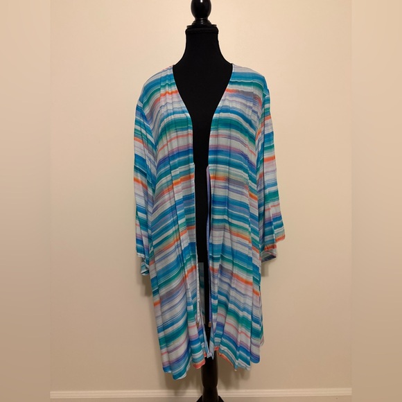 Jantzen Blue, Teal, White and Orange Striped Cover Up - Picture 1 of 4